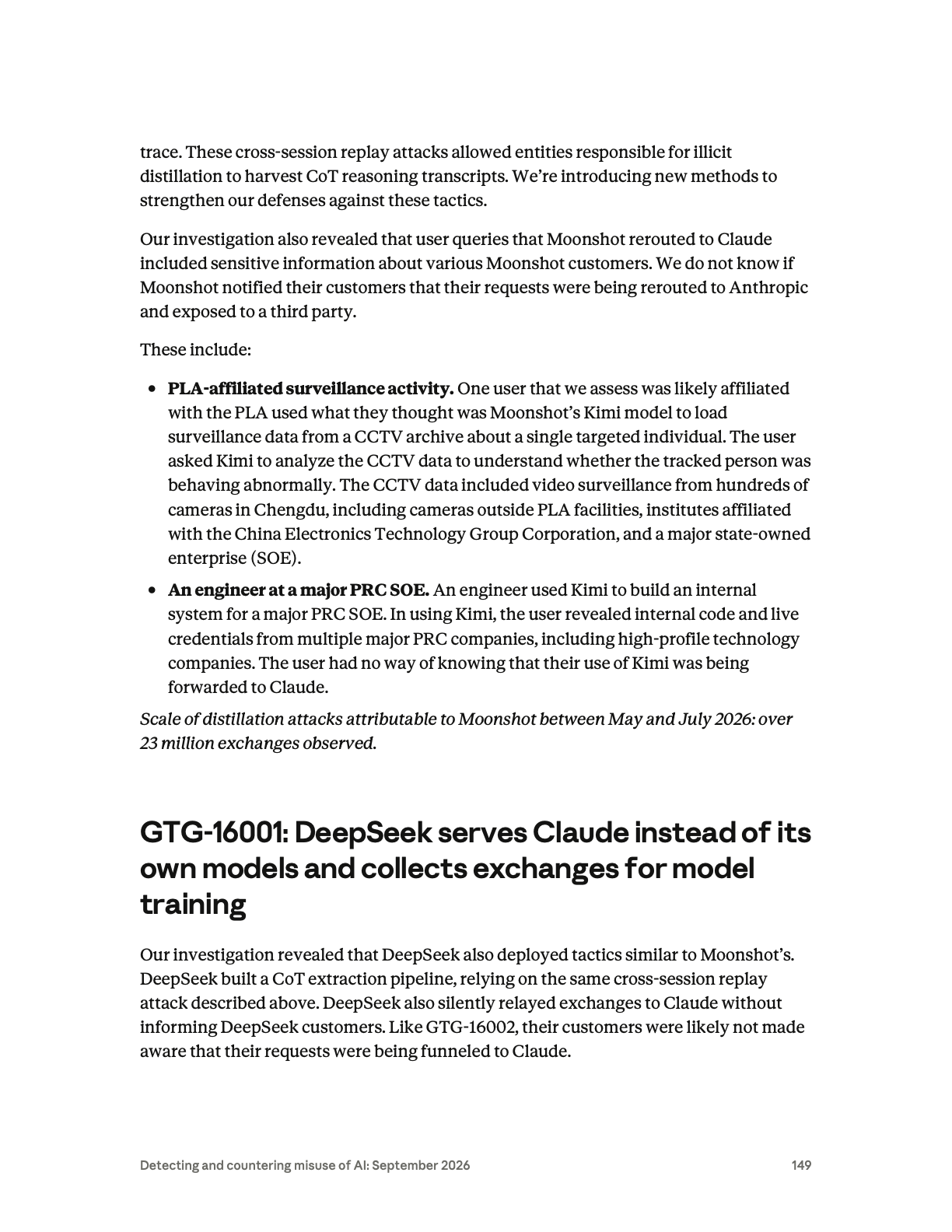 Anthropic 報告第 149 頁，列出解放軍相關用戶與國企工程師兩宗個案